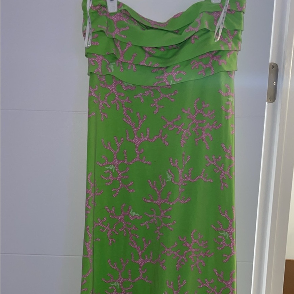 Lilly Pulitzer Green and Pink Patterned maxi dress